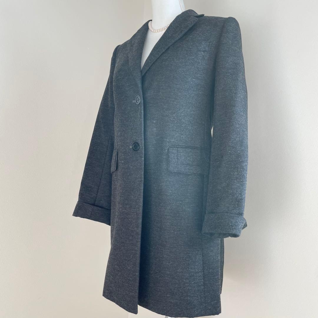 【未使用級】アクアスキュータム グレー チェスターコート ウール混合　S