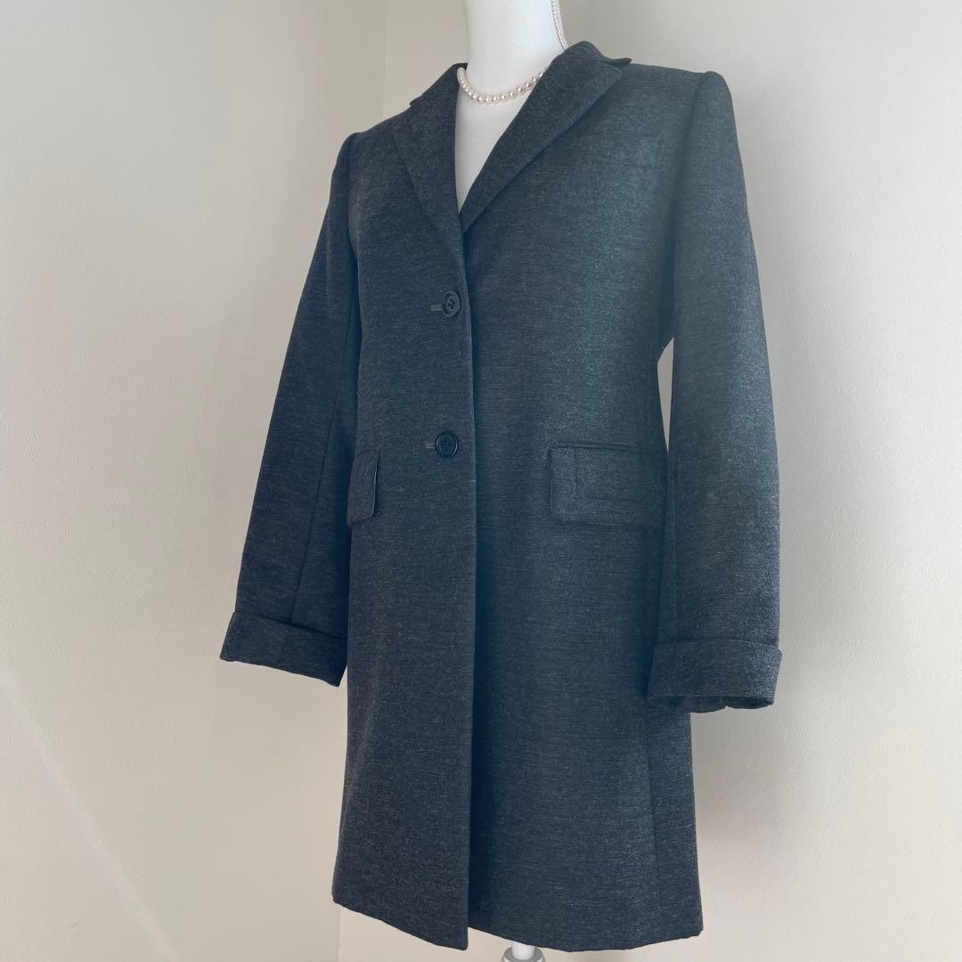 【未使用級】アクアスキュータム グレー チェスターコート ウール混合　S