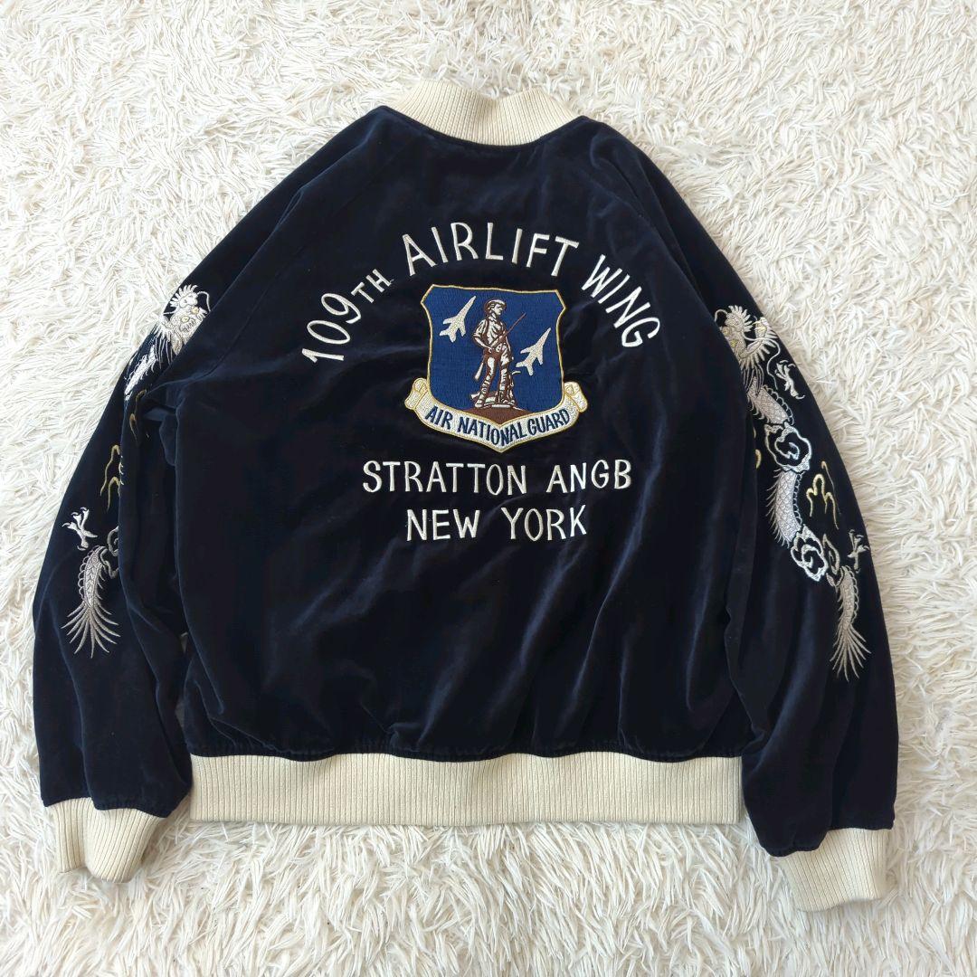 AVIREX アビレックス 別珍 スカジャン ベロア リバーシブル 海軍 L