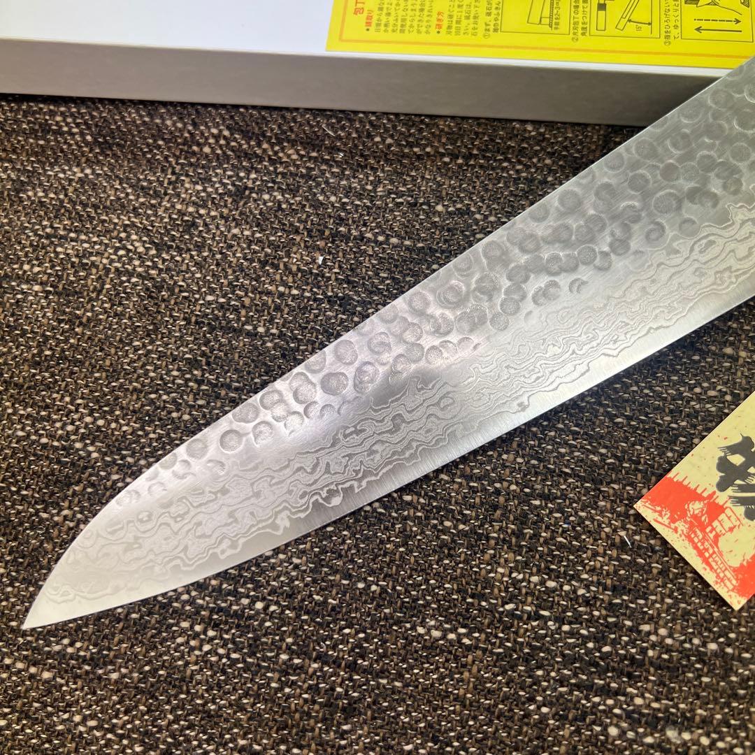 ★新品送料込★義弘鎚目ダマスカス和包丁和牛刀包丁240mm八寸八角柄両刃切味抜群