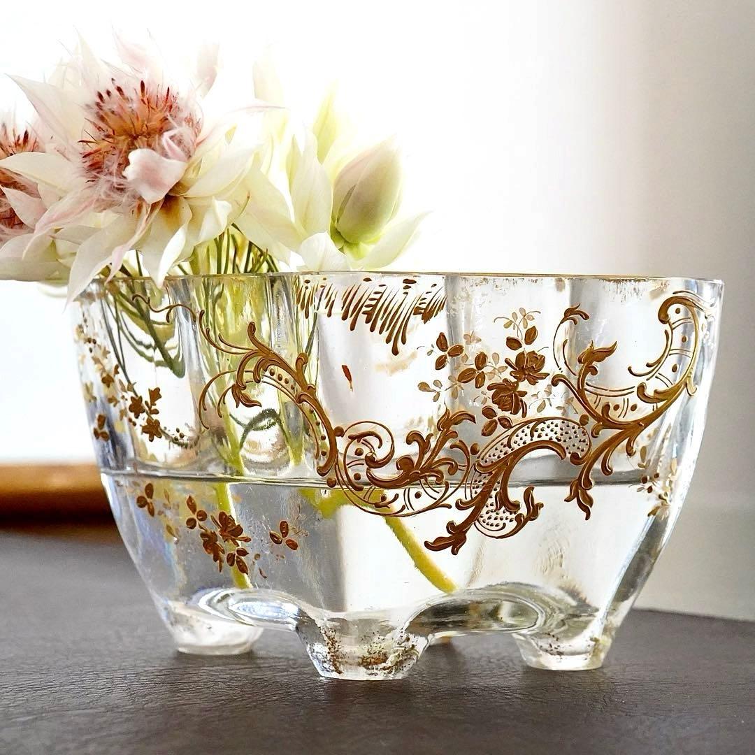 希少★金彩オールドバカラBACCARATルイ15様式★脚付花器ジャルディニエール