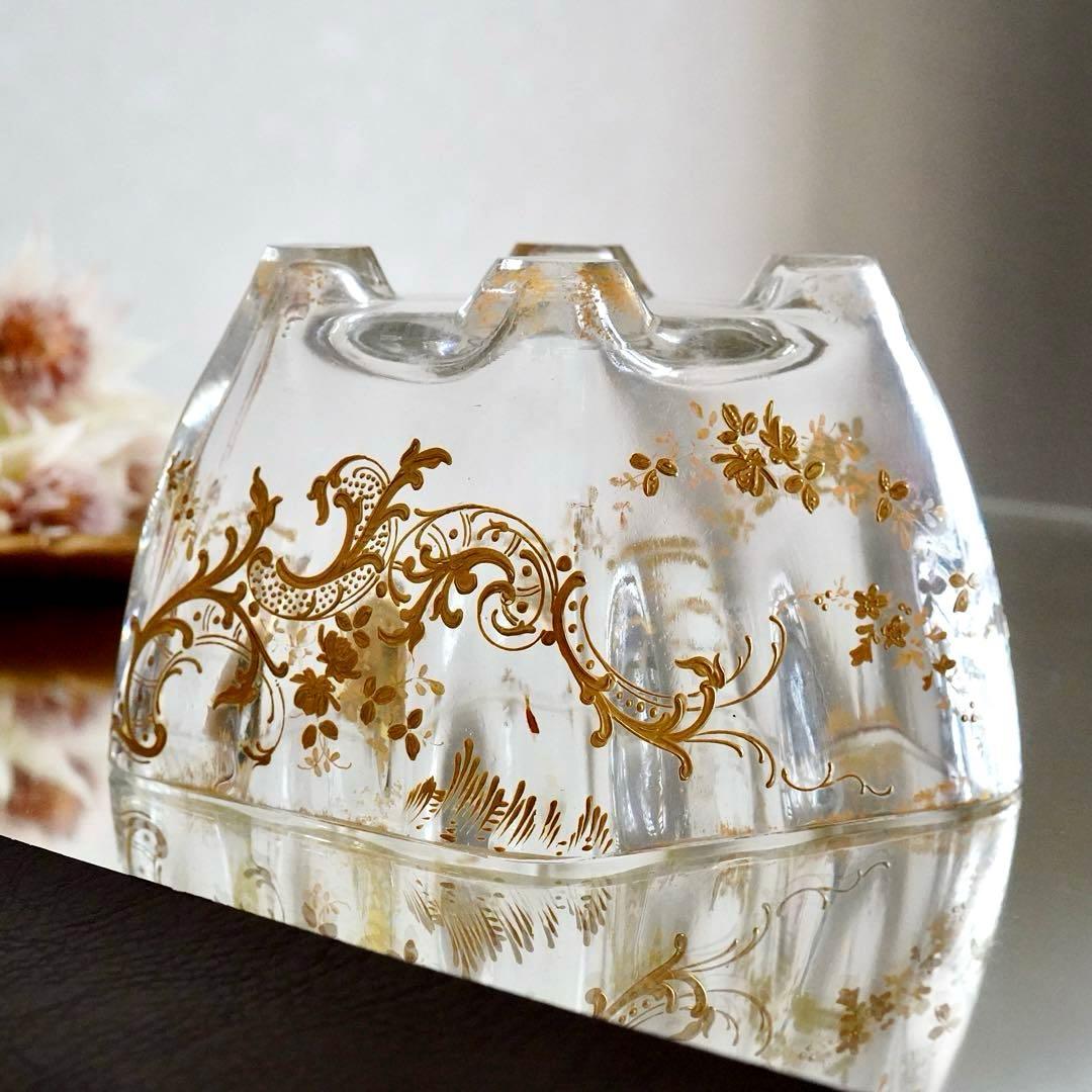 希少★金彩オールドバカラBACCARATルイ15様式★脚付花器ジャルディニエール