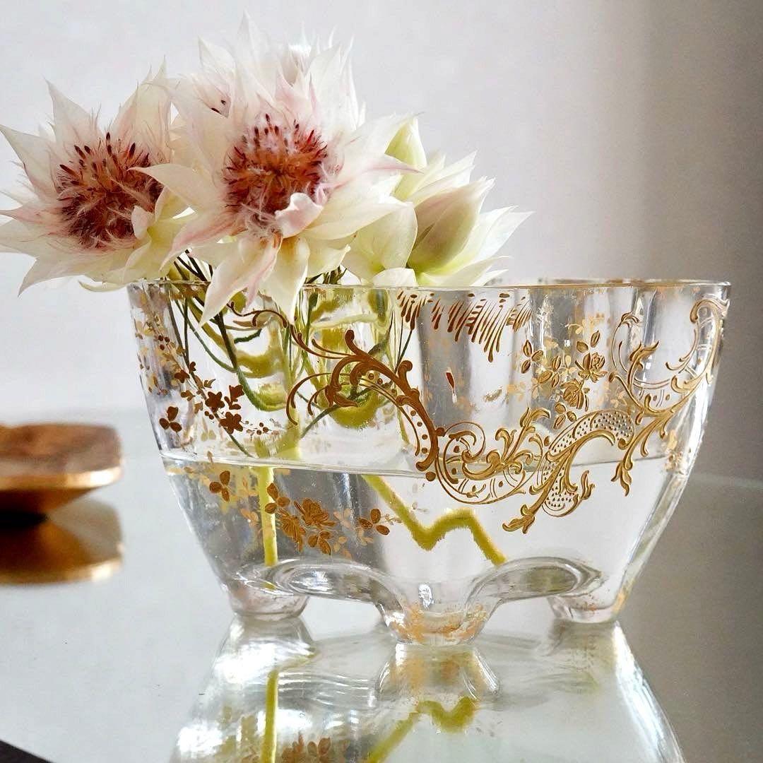 希少★金彩オールドバカラBACCARATルイ15様式★脚付花器ジャルディニエール