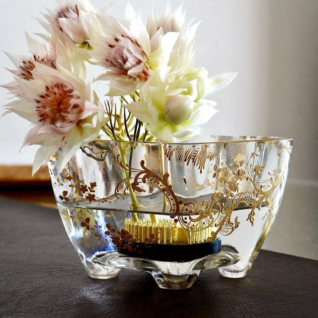 希少★金彩オールドバカラBACCARATルイ15様式★脚付花器ジャルディニエール