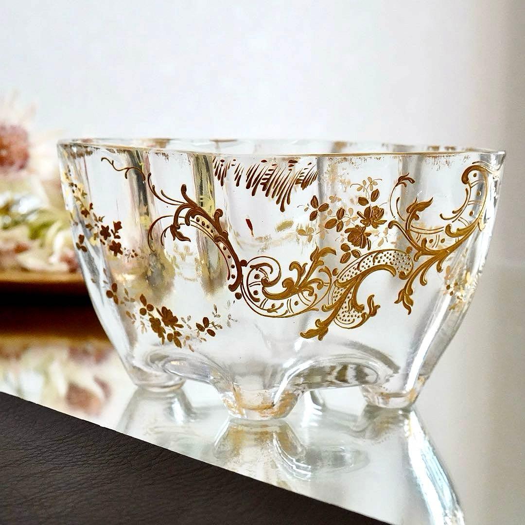 希少★金彩オールドバカラBACCARATルイ15様式★脚付花器ジャルディニエール