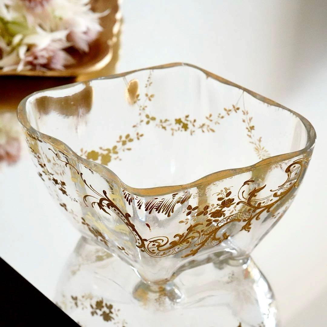 希少★金彩オールドバカラBACCARATルイ15様式★脚付花器ジャルディニエール