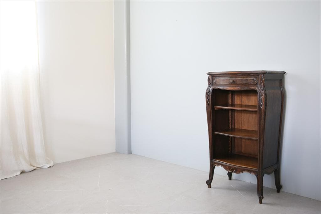 フランスアンティーク猫脚ブックシェルフ/木製本棚/飾り棚/食器棚(90-232)