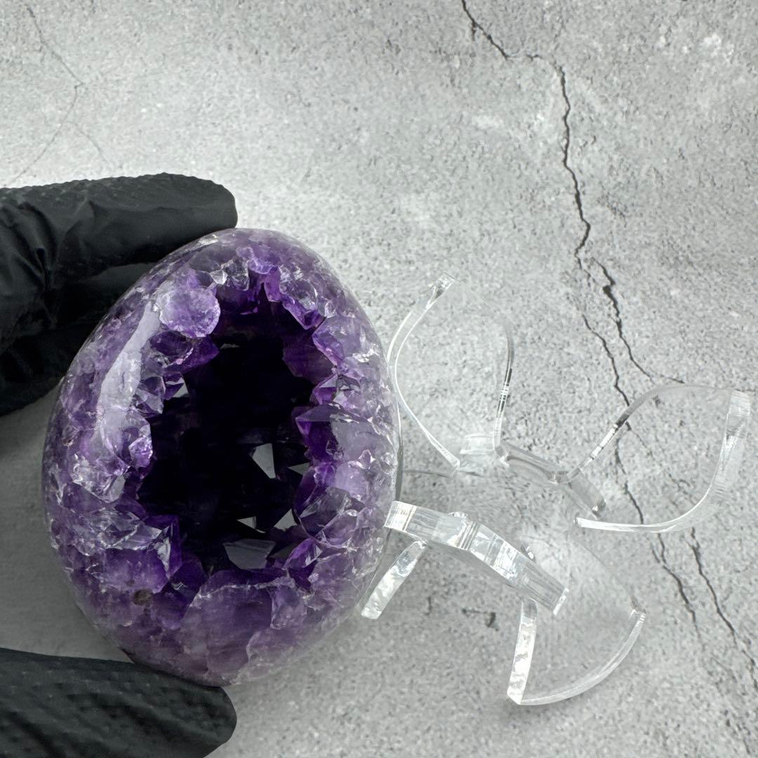 G-94濃紫アメジスト天然クラスタードーム 天然石 希少たまご型パワーストーン