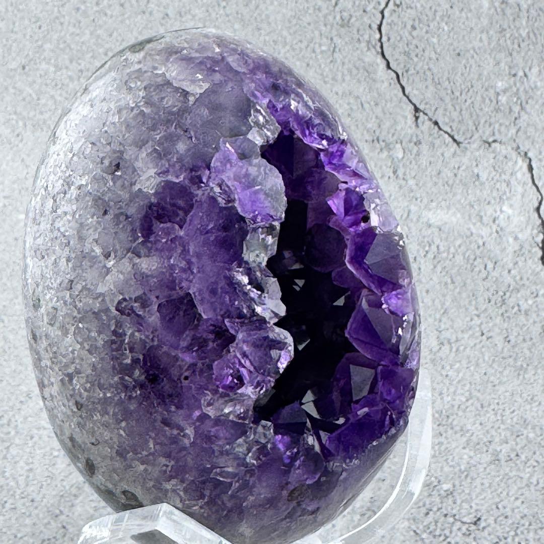 G-94濃紫アメジスト天然クラスタードーム 天然石 希少たまご型パワーストーン