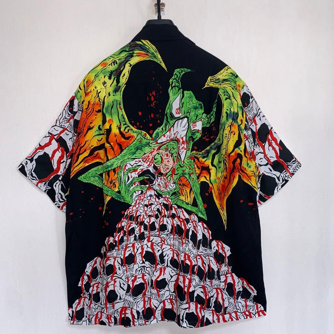 L黒【WACKOMARIA】NECKFACE SHIRT／新品タグ付／送料込
