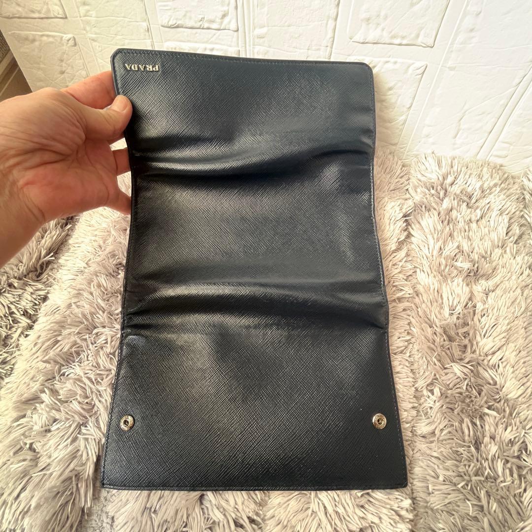 良品✨PRADA 大容量　オーガナイザー　長財布　サフィアーノ　シルバーロゴ