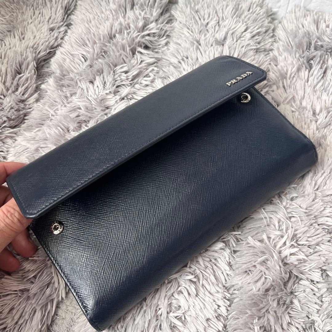 良品✨PRADA 大容量　オーガナイザー　長財布　サフィアーノ　シルバーロゴ