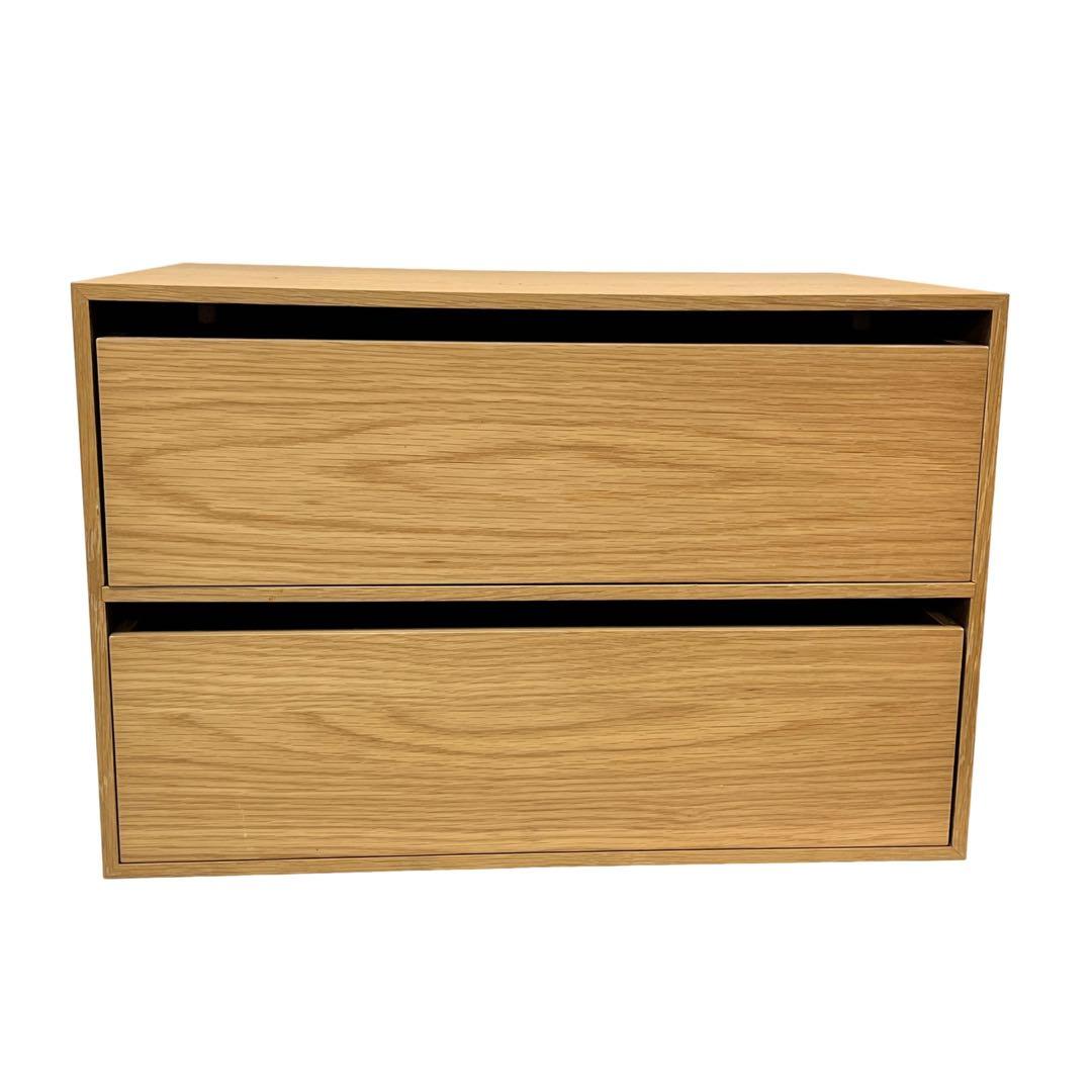 無印良品 木製収納ケース 引出式 2段 ワイド オーク材