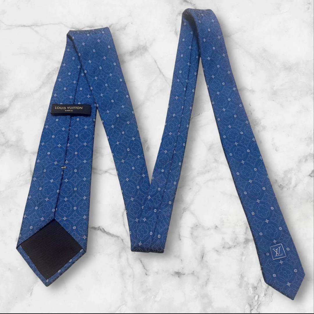 ルイヴィトン　ネクタイ　ブルー　モノグラム