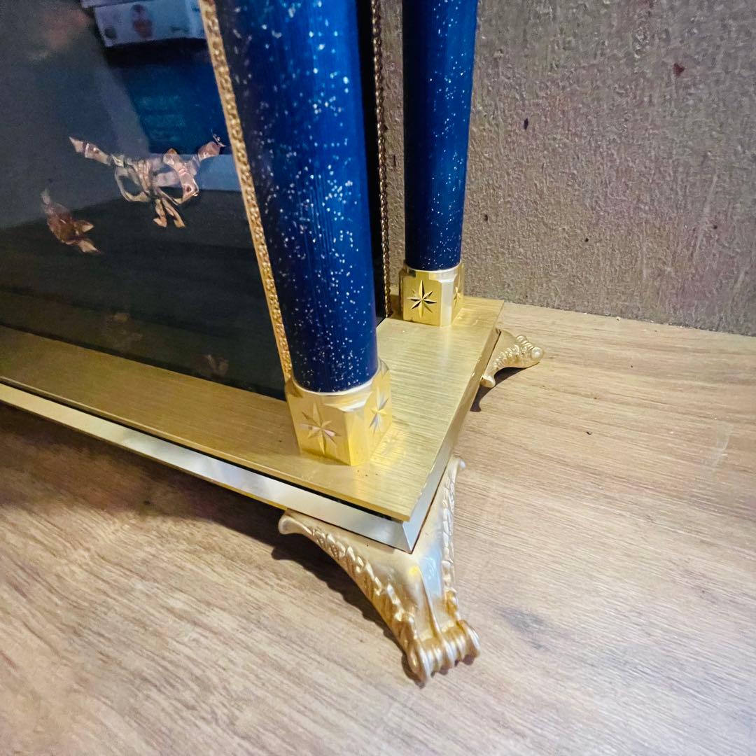 元箱付 SEIKO セイコー 置時計 QW416G ネイビー 薔薇 高級 豪華