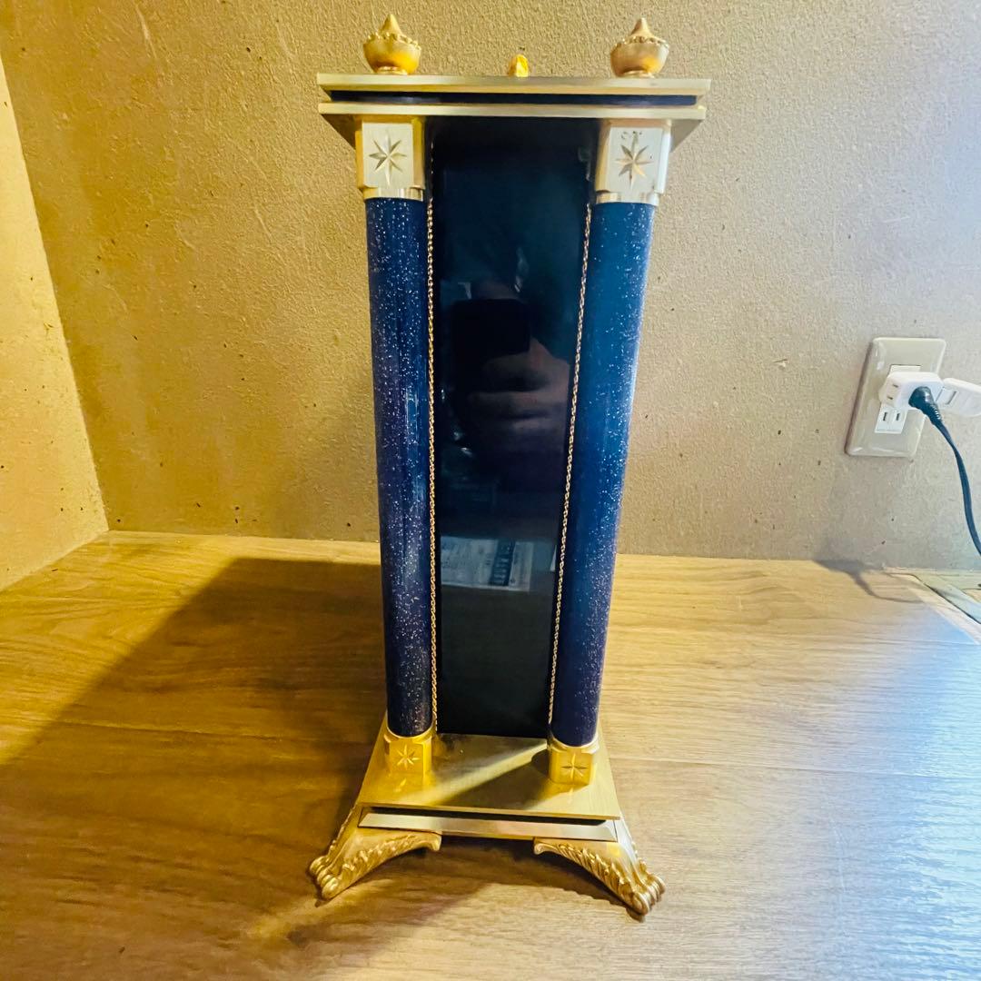 元箱付 SEIKO セイコー 置時計 QW416G ネイビー 薔薇 高級 豪華