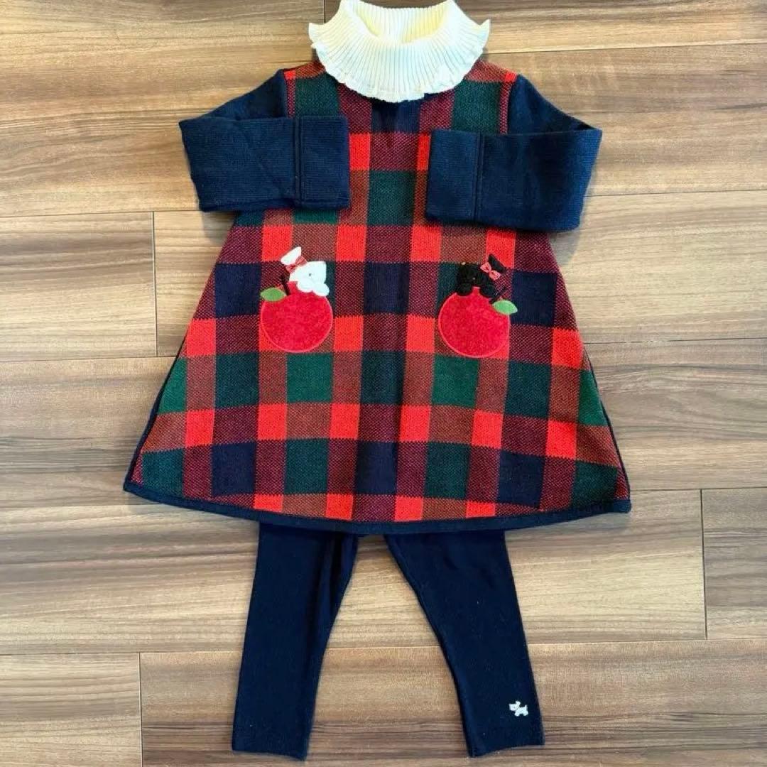 ファミリア　ワンピース　90cm 靴下13-15cm テリア