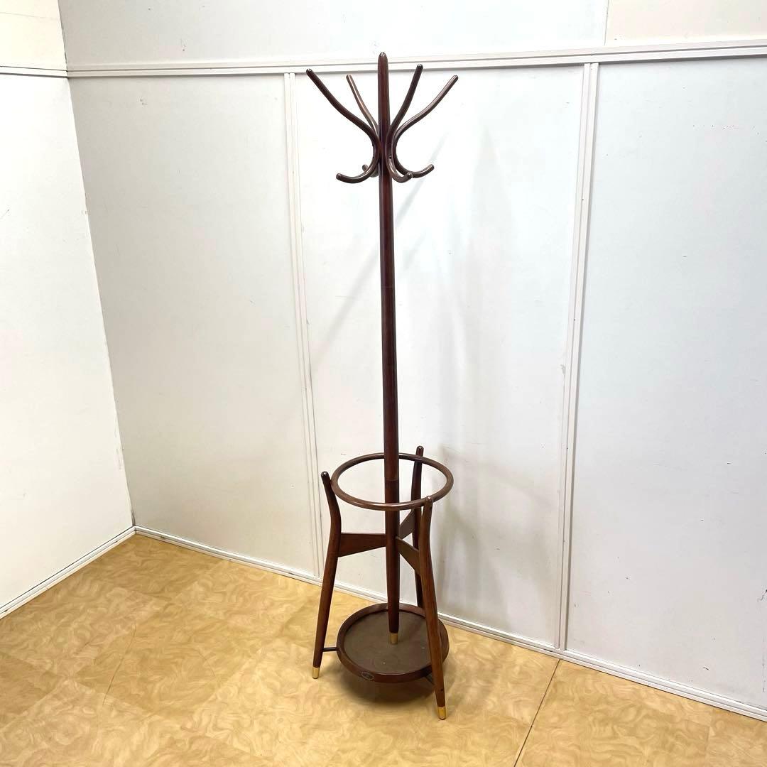 秋田木工 ポールハンガー① 木製コートハンガー 傘立て 洋服掛け ビンテージ