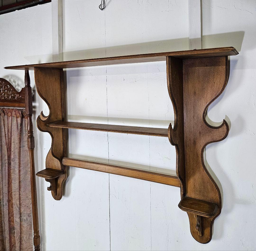 フランスアンティーク ウォールシェルフ 飾り棚 壁掛け ラック 陳列 木製