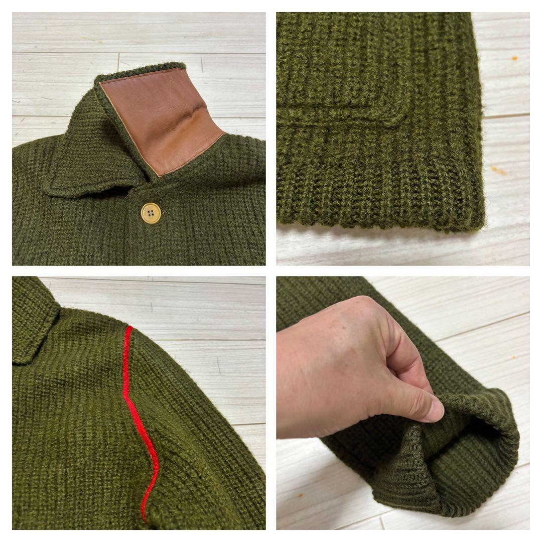 美品 ポールスミス レッドイヤー 圧縮 肉厚ニット レザー使い ジャケット L