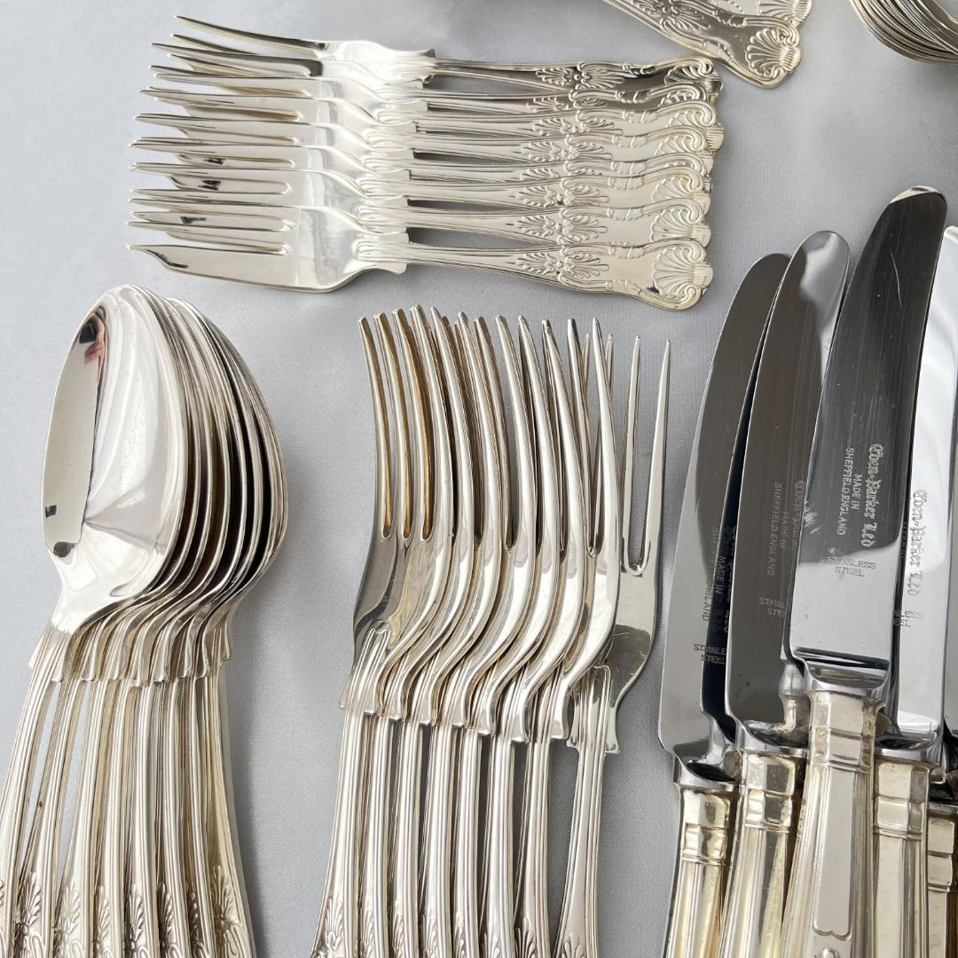 【Eben Parker】キングスパターンのディナーセット 8名用66本組