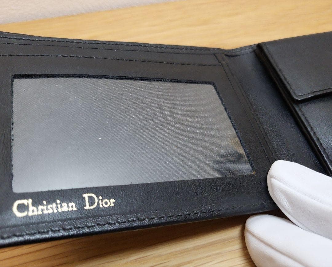 希少　美品　Christian Dior ディオール　二つ折り財布　ブラック
