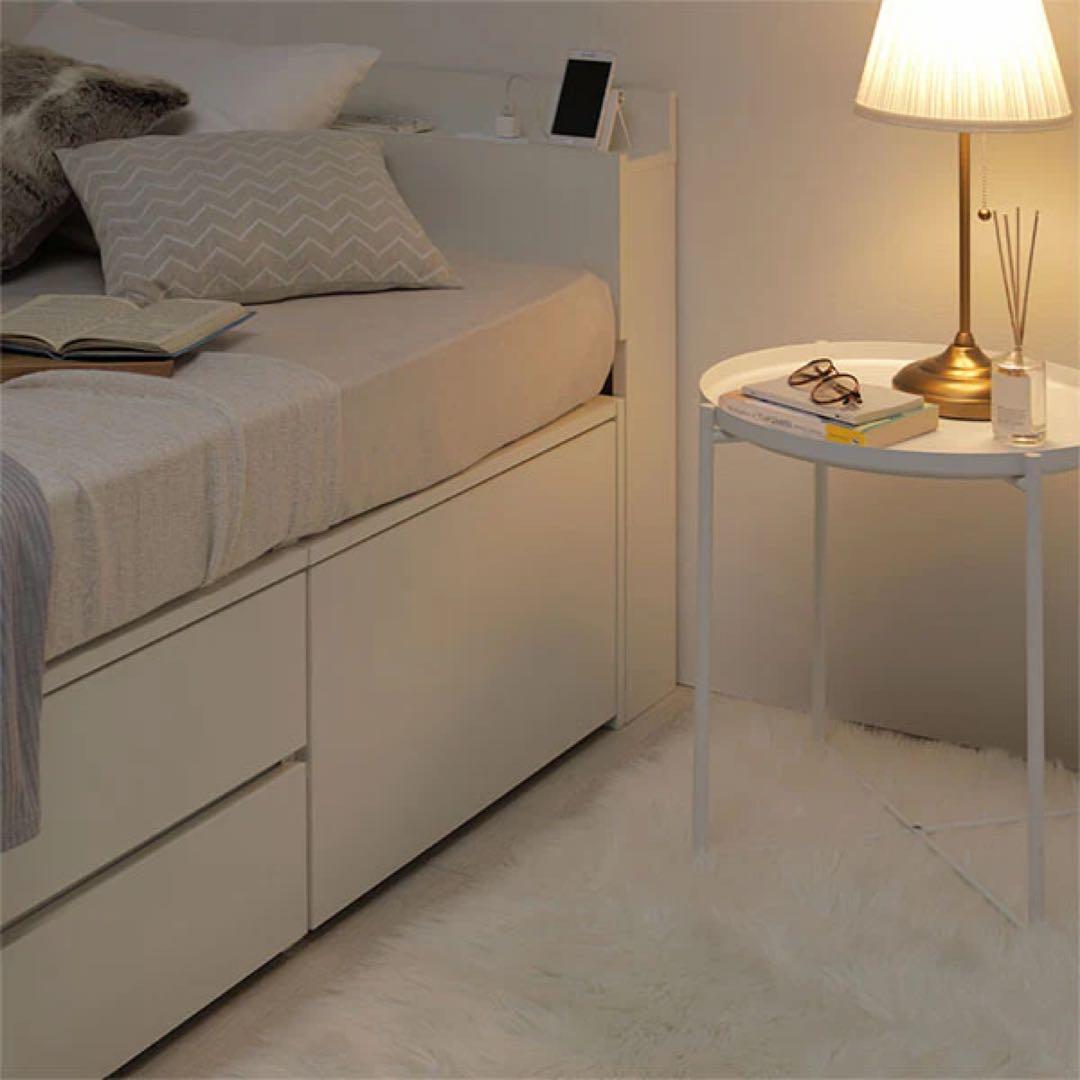 引き出し4杯大容量ベッドSD 宮付き『Slektia スレクティア』 グレージュ