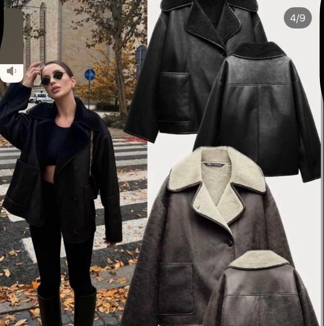 ZARA ブラックレザー風ジャケット