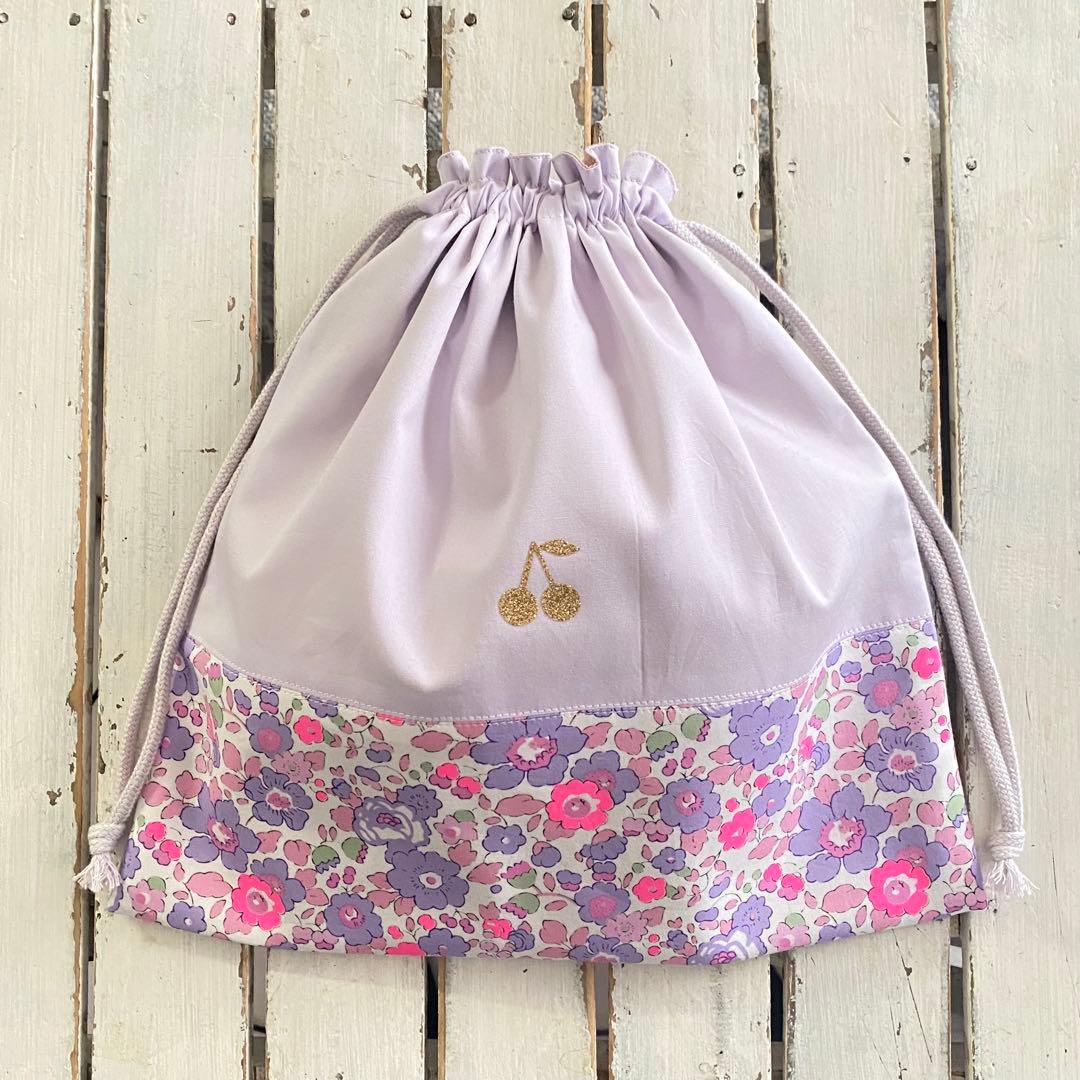 ぴょこ様⭐︎リバティプリント使用×さくらんぼワッペンレッスンバッグ他オーダー