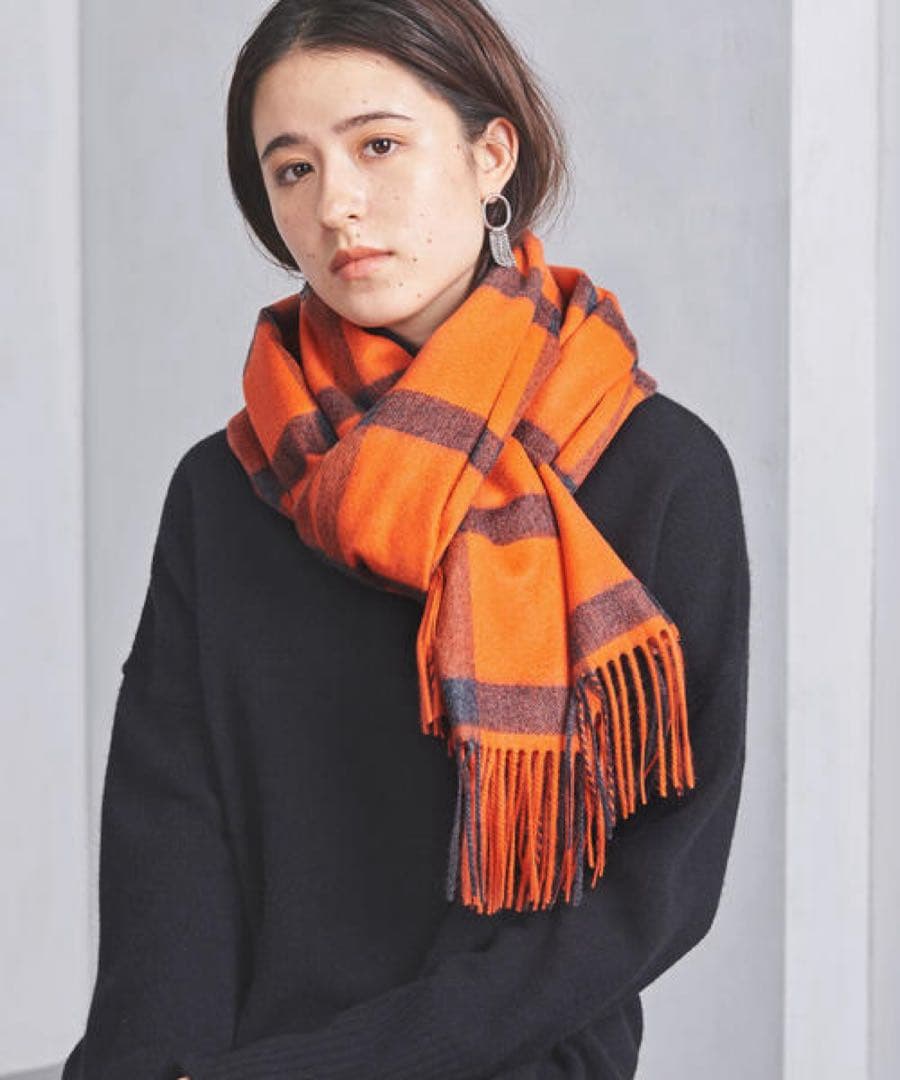 美品★カシミヤ100% ストール チェックUNITED ARROWS¥29700