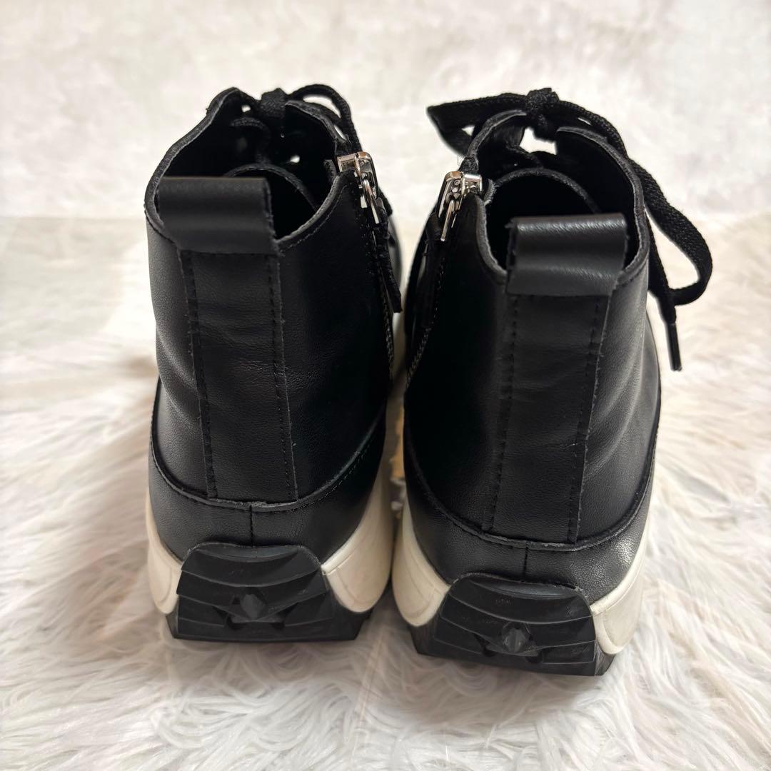 ビアズリー 厚底 レースアップシューズ　ブラック　23.5