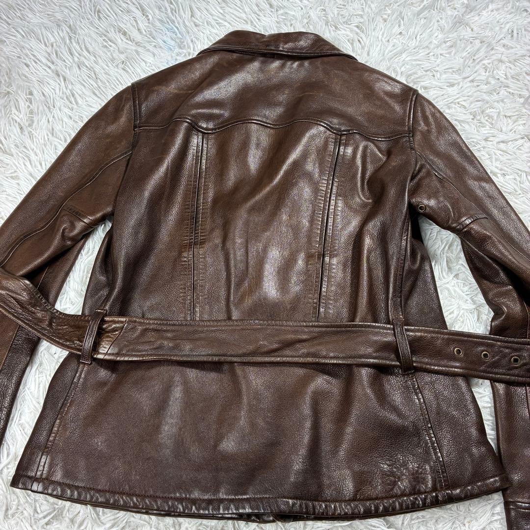 美品✨ラルフローレン ラムレザー ダブルライダース ジャケット ベルト付