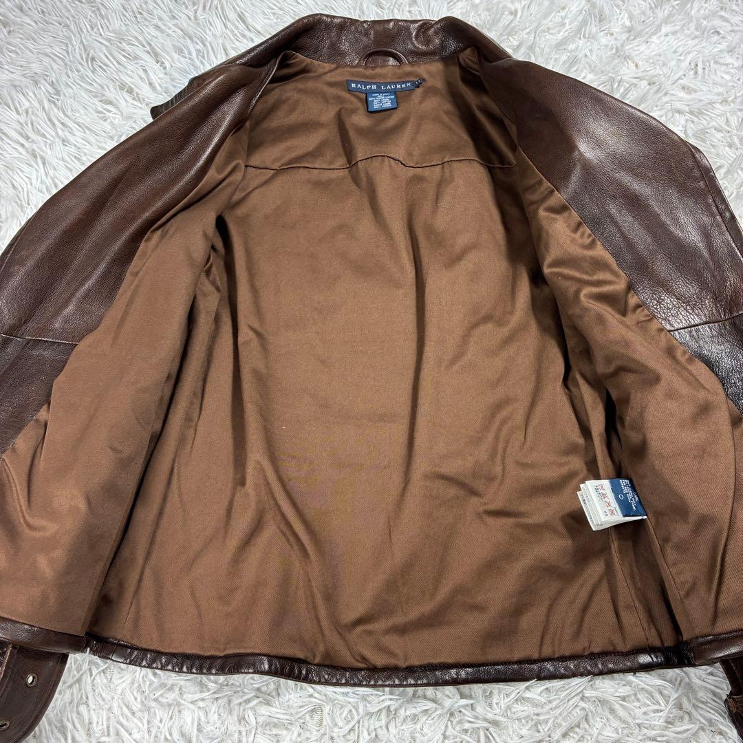 美品✨ラルフローレン ラムレザー ダブルライダース ジャケット ベルト付