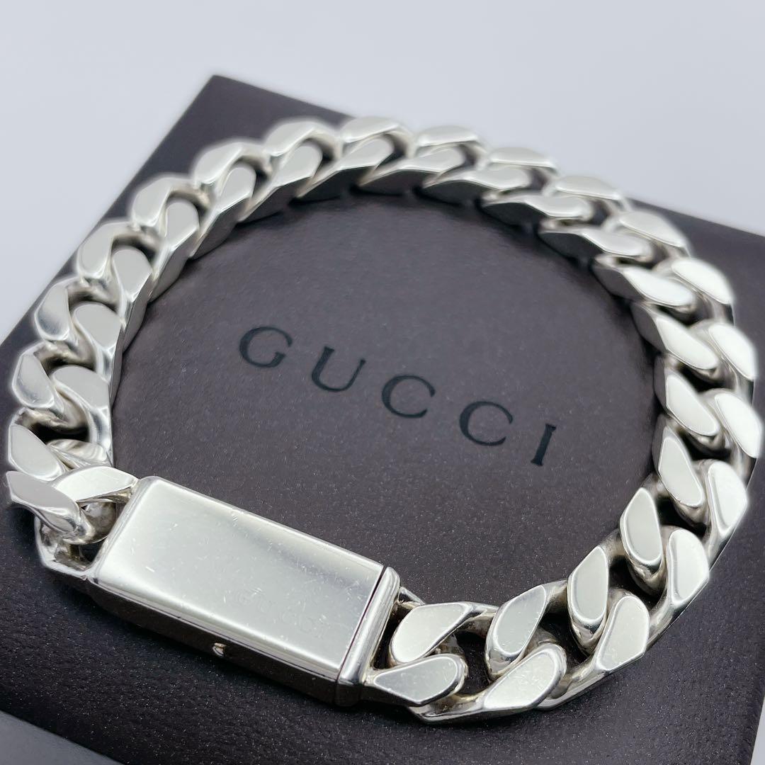 GUCCI ブレスレット　喜平　プレート　シルバー925 グッチ　18号