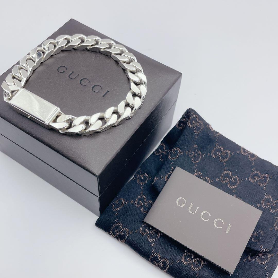 GUCCI ブレスレット　喜平　プレート　シルバー925 グッチ　18号