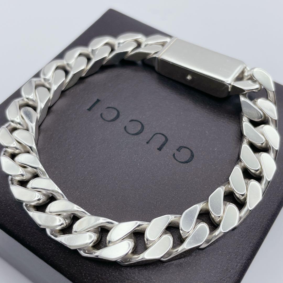 GUCCI ブレスレット　喜平　プレート　シルバー925 グッチ　18号