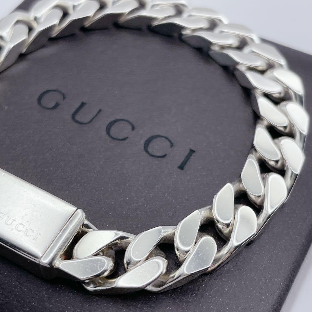 GUCCI ブレスレット　喜平　プレート　シルバー925 グッチ　18号