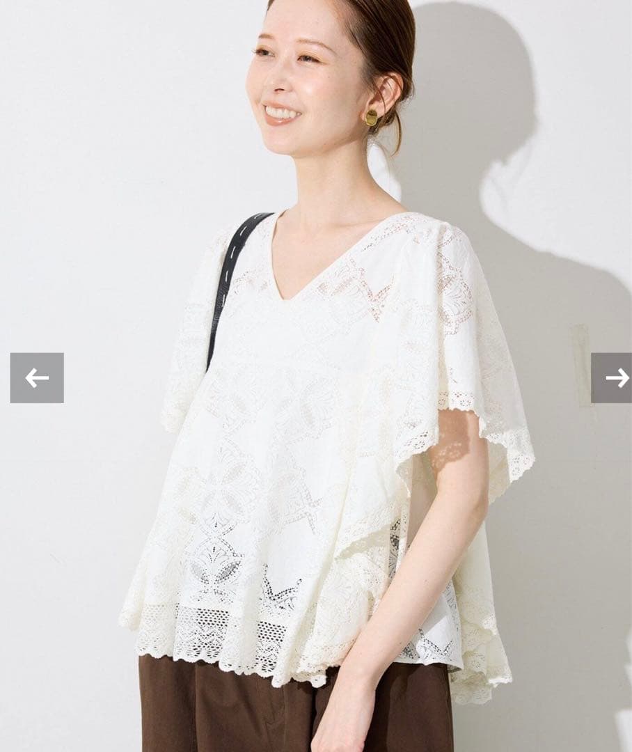 今期⭐︎SLOBE IENA レースフリルVネックブラウス