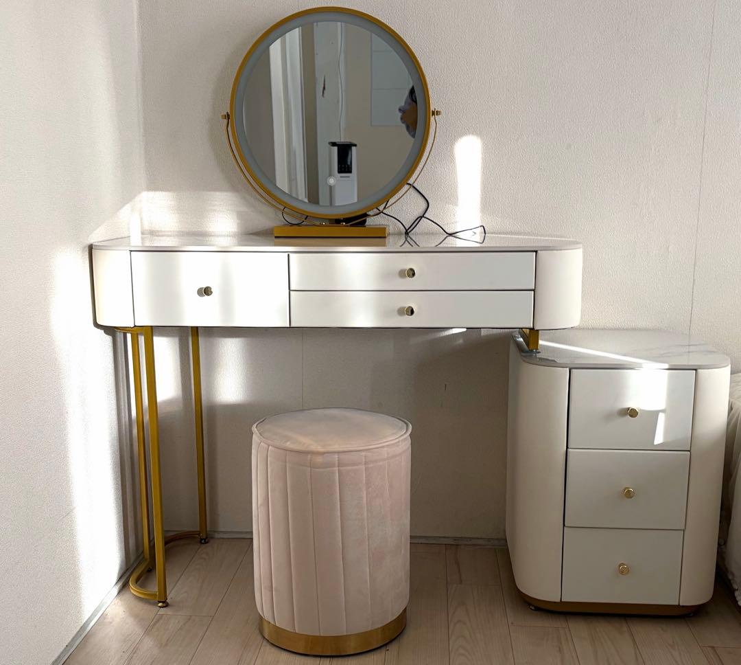 2/15まで【セット】モダンホワイトドレッサー・鏡台