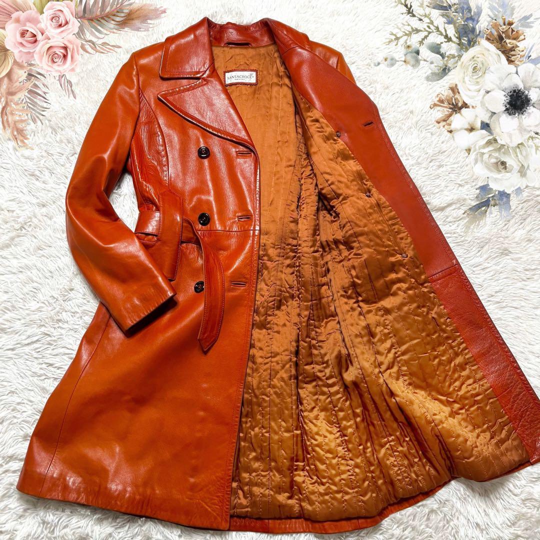 【極希少】美品 サンタクローチェ レザー 本革 トレンチコート イタリア製