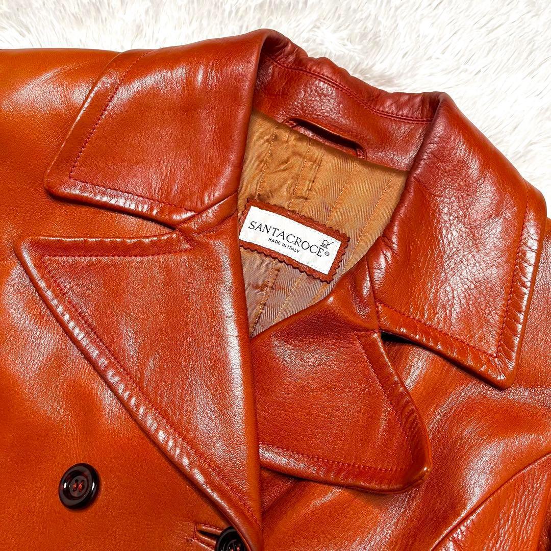 【極希少】美品 サンタクローチェ レザー 本革 トレンチコート イタリア製