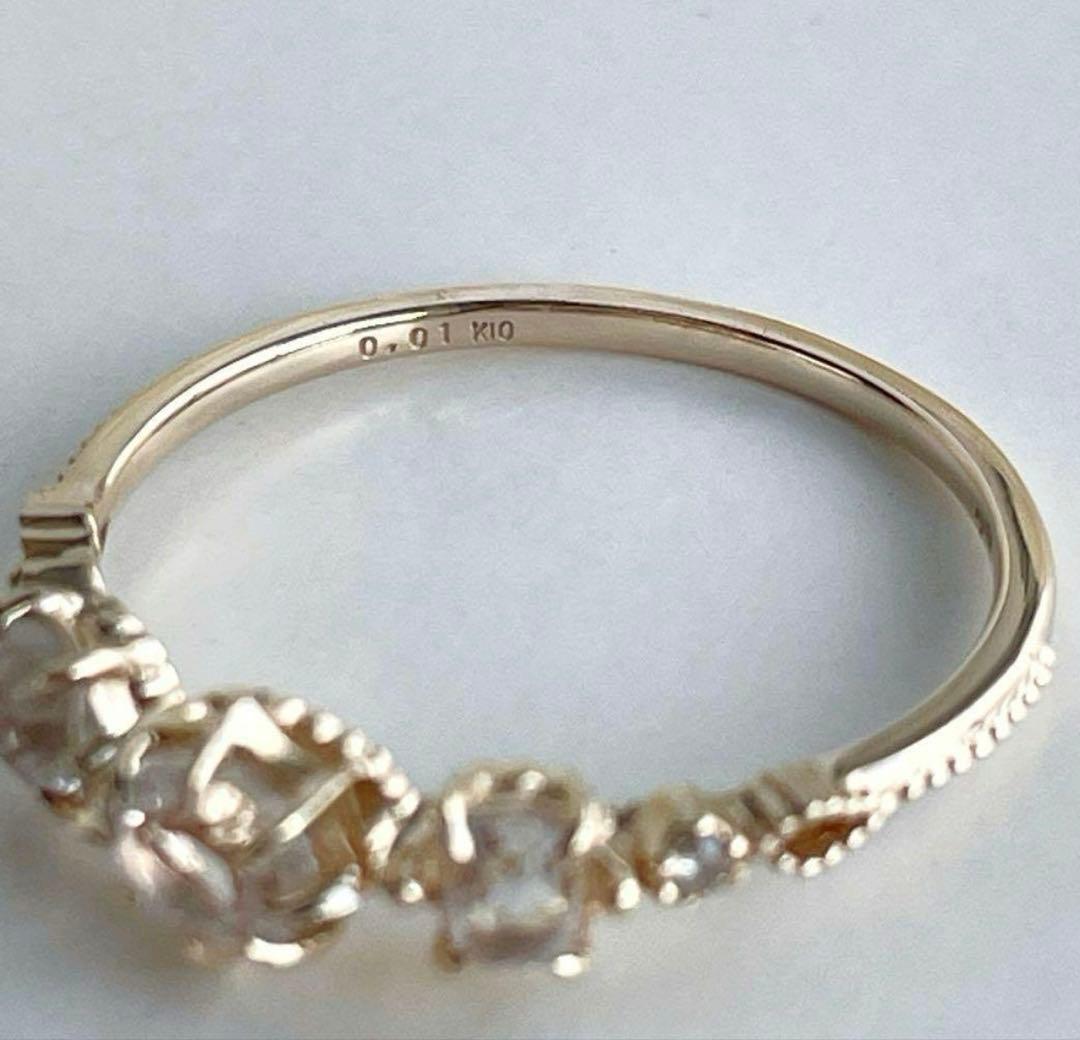 agete アガット クオーツ　ダイヤ　リング　K10 13号