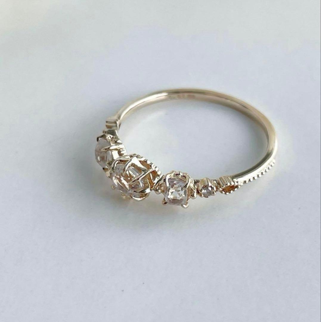 agete アガット クオーツ　ダイヤ　リング　K10 13号