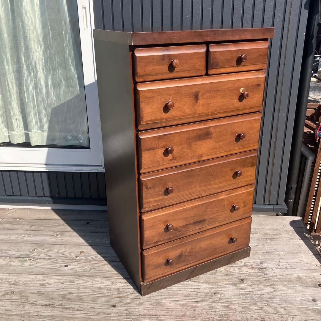 北欧レトロ 木製チェスト 6段7杯 カントリータンス 引き出し収納 古家具