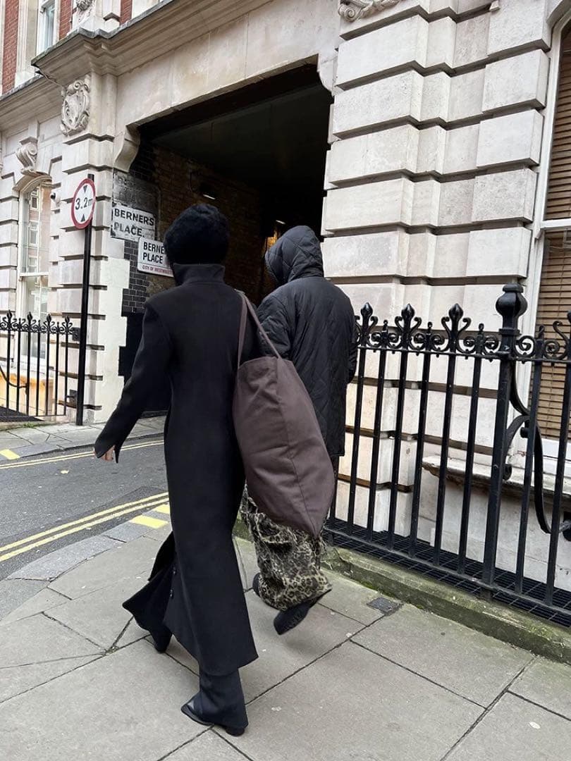 即発送 FUZZYKON ロングコート ボタン L ブラック