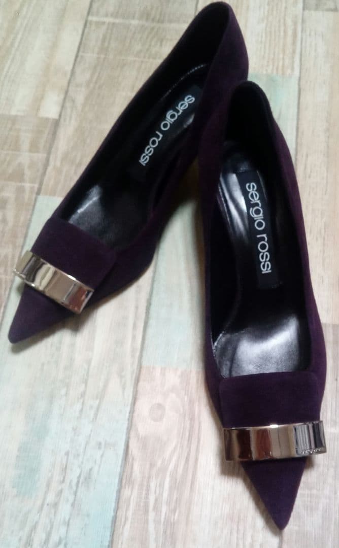 美品　セルジオロッシ　24.5　sr1　パンプス　パープル　スエード　イタリア製