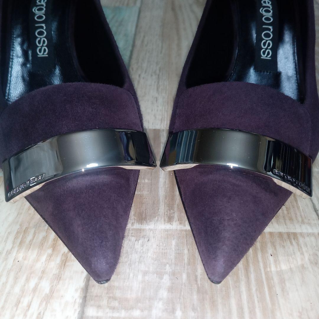 美品　セルジオロッシ　24.5　sr1　パンプス　パープル　スエード　イタリア製