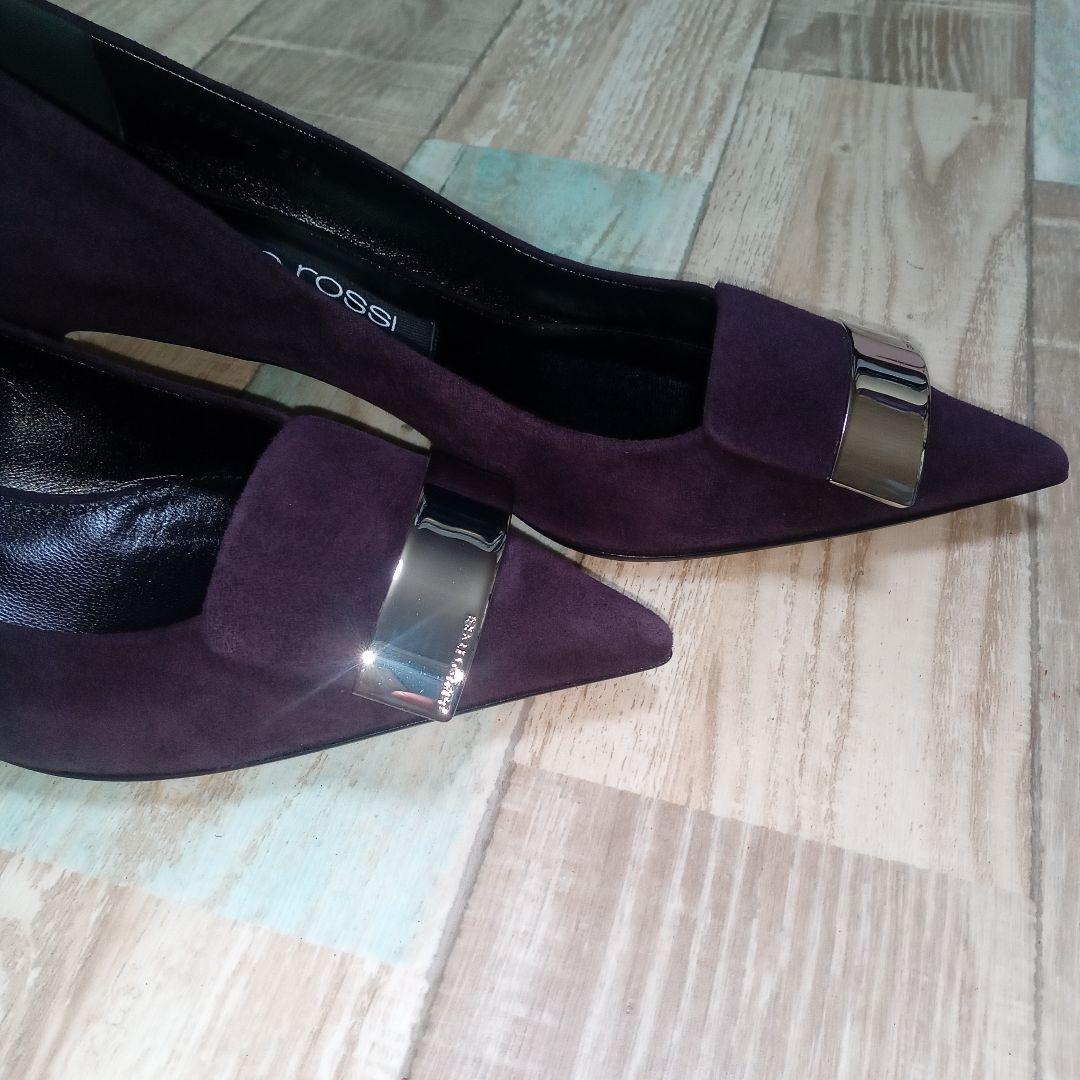 美品　セルジオロッシ　24.5　sr1　パンプス　パープル　スエード　イタリア製
