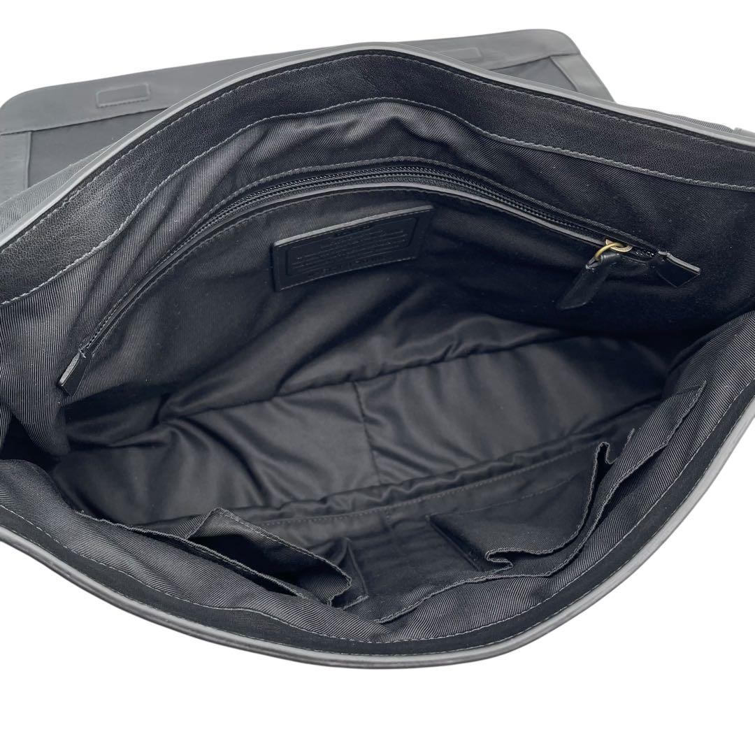 極美品 コーチ 大容量 メッセンジャーバッグ ブリーカー クーリエ レザー 黒