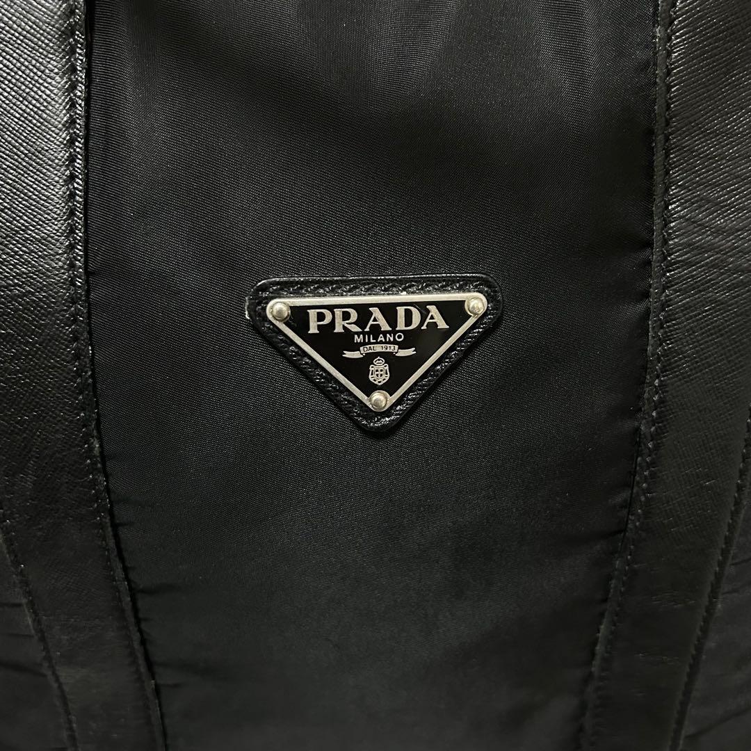 PRADA プラダ ボストンバッグ トラベルバッグ 三角プレート 大容量 黒色